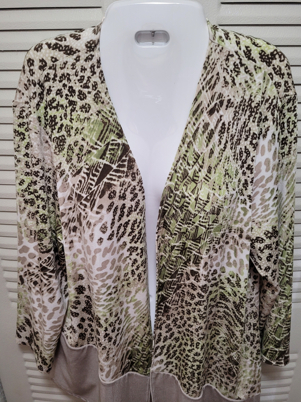 Light Green Animal Print Open Cardigan